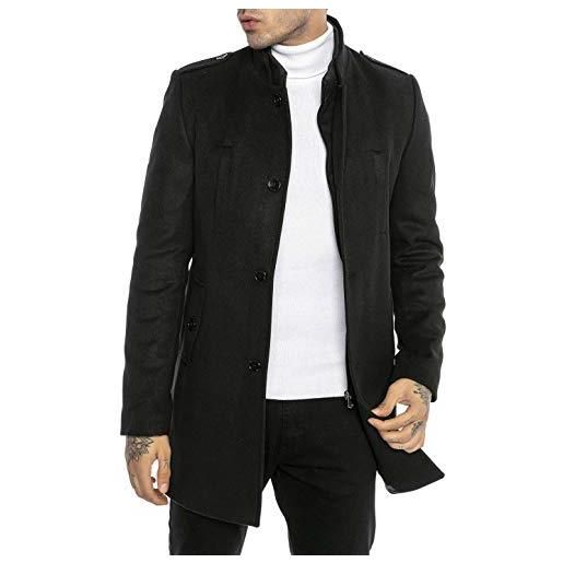 Redbridge cappotto da uomo elegante giacca lunga invernale slim fit transformable nero l