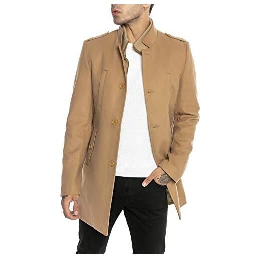 Redbridge cappotto da uomo elegante giacca lunga invernale slim fit transformable marrone s