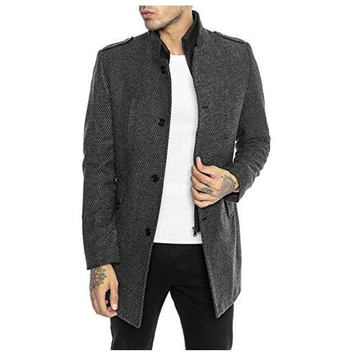 Redbridge cappotto da uomo elegante giacca lunga invernale slim fit transformable grigio chiaro xxl