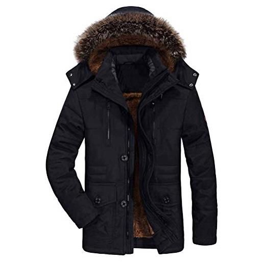 FTCayanz uomo giacca invernale giubbotto parka caldo con cappuccio casual giacche marina militare m