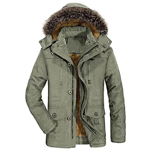 FTCayanz uomo giacca invernale giubbotto parka caldo con cappuccio casual giacche marina militare l