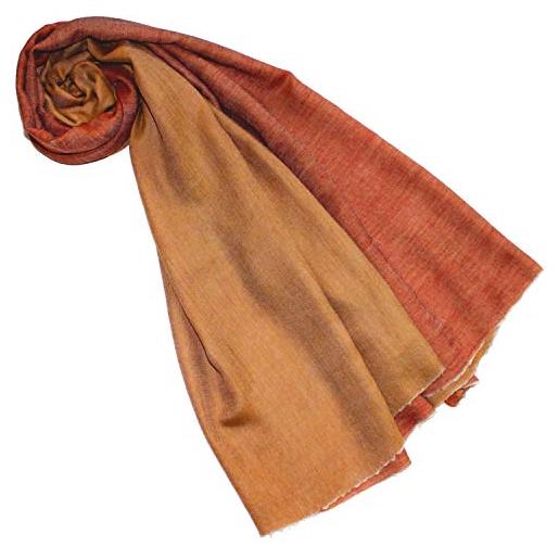 Lorenzo cana - sciarpa da donna reversibile in 100% cashmere tessuto bicolore. Ocker-gold taglia unica