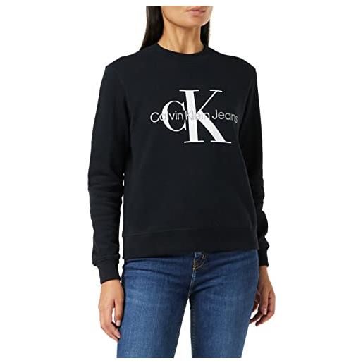 Calvin Klein Jeans felpa donna core monologo senza cappuccio, nero (ck black), xs