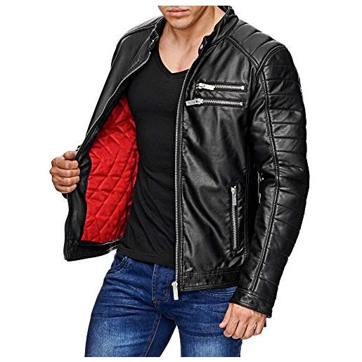 Redbridge giacca in finta pelle da uomo giubbotto manica lunga similpelle biker casual stile biker nero m