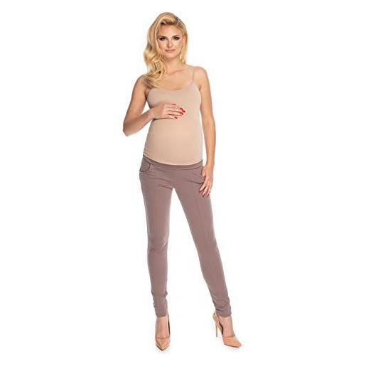 Selente mummy love pantaloni/leggins/treggins lunghi gravidanza con fascia extraelastica, pantalone grigio chiaro polsini, s-m