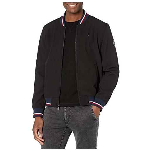Tommy Hilfiger bomber leggero in maglia a coste varsity giacca shell, navy poly, m uomo