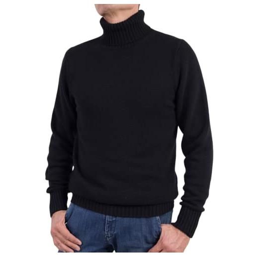 Maglia uomo cashmere seta dolcevita manica lunga nero - 1st American  Cashmere Milano