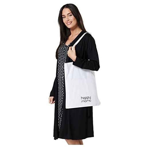 HAPPY MAMA donna set vestaglia e camicia da notte prémaman l'allattamento 1009 (nero con puntini, it 40/42, xs)
