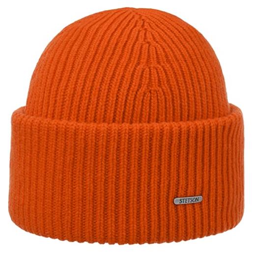 Stetson berretto in lana classic uni donna/uomo - made italy beanie lavorato a maglia invernale con risvolto autunno/inverno - taglia unica arancia