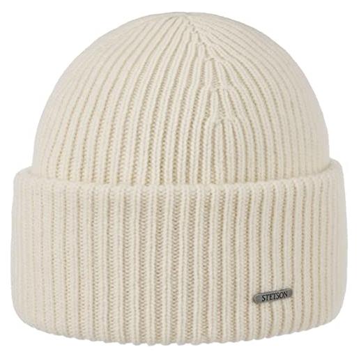 Stetson berretto in lana classic uni donna/uomo - made italy beanie lavorato a maglia invernale con risvolto inverno autunno/inverno - taglia unica nero