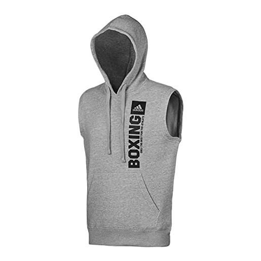 adidas community vertical hoody sleeveless boxing felpa con cappuccio senza maniche, grigio/nero, m uomo