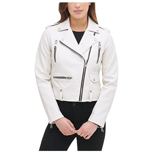 Levi's - giacca da motociclista da donna, in ecopelle, stile contemporaneo, standard e plus) - bianco - small