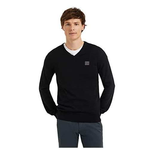 Polo Club maglione uomo scollo v nero - pullover leggero cotone