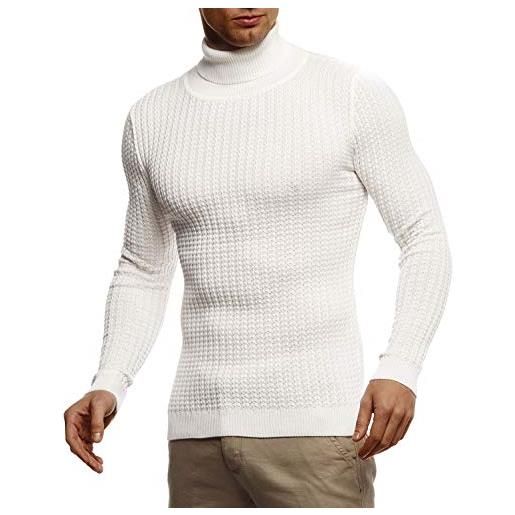 Leif Nelson ln2115 - maglione da uomo a maglia calda con dolcevita, per l'inverno, bordeaux, xxl