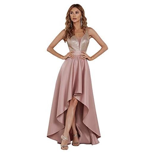 Ever-Pretty vestito da damigella d'onore lungo stile impero high low abiti da cerimonia chic ed elegante rosa 38