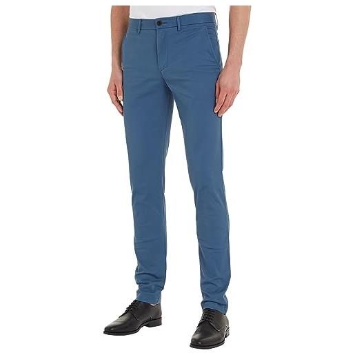Tommy Hilfiger pantaloni uomo cotton chinos, blu (blue coast), 32w / 32l