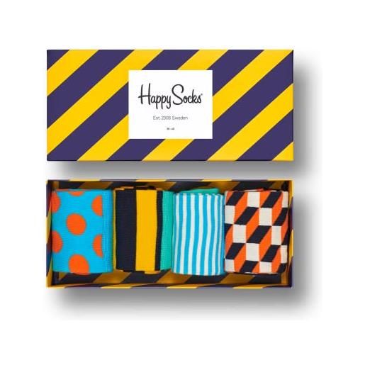 Happy Socks pacco da 4 calzini unisex divertenti multicolor amazon stripe gift box