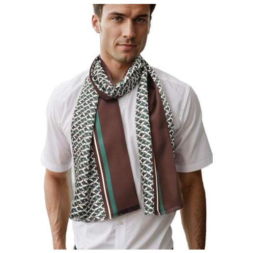 Prettystern lunga sciarpa uomo classica elegante foulard ascota a 2 strati in seta festiva vino rosso viola paisley m10
