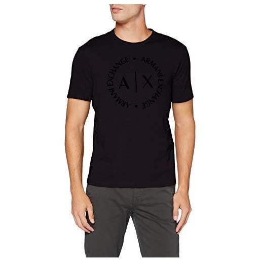 ARMANI EXCHANGE tee with tone-on-tone logo, t-shirt, uomo, nero, xl