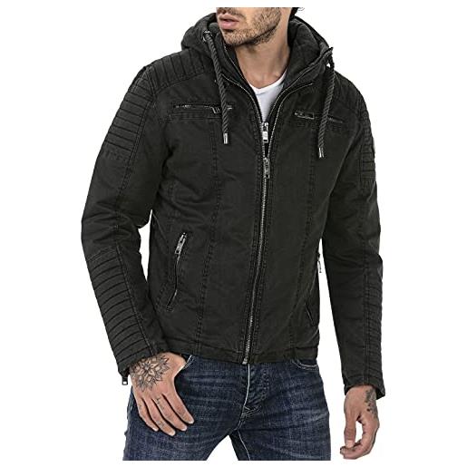 Redbridge giacca invernale da uomo giubbotto da mezza stagione con cappuccio giubbino trapuntato in cotone nero l