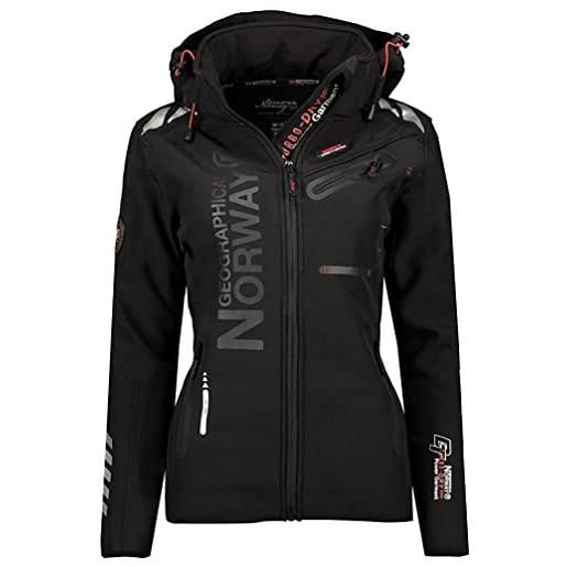 Geographical Norway reine lady - giacca/softshell donna giacca antivento resistente e impermeabile - giacca con cappuccio outdoor, nero / nero, m