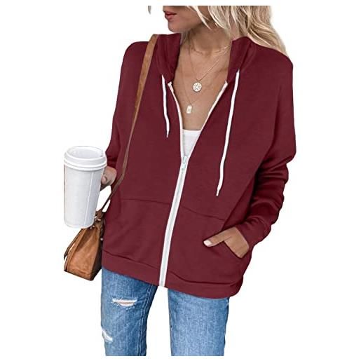 Maavoki - felpa da donna con cappuccio, a maniche lunghe, in pile, per autunno e inverno, a-verde, l