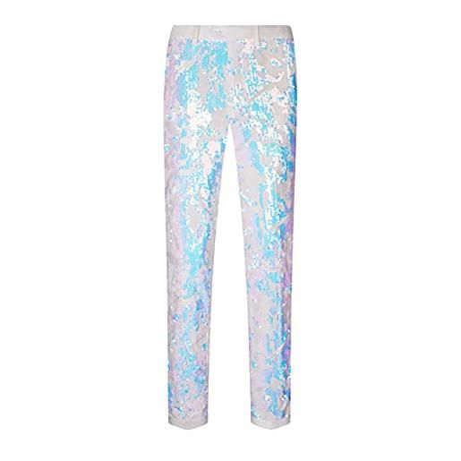 CARFFIV pantaloni in velluto con paillettes brillanti floreali (gray, xxl)