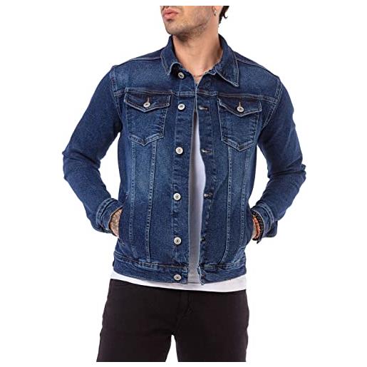 Redbridge giacca a jeans da uomo giubbotto da mezza stagione denim cotone con botonni e tasche blu m