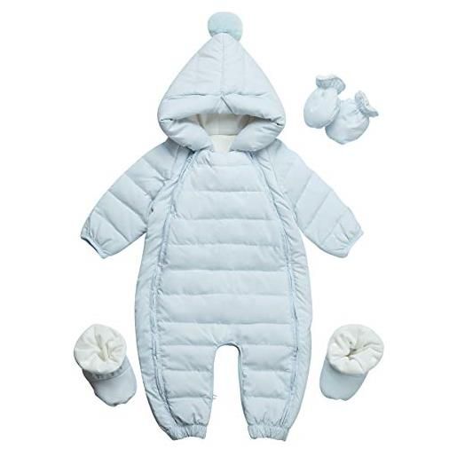 famuka prima infanzia tute da neve bambino bambina piumino invernale trapuntato con cappuccio con guanti (100, rosa)