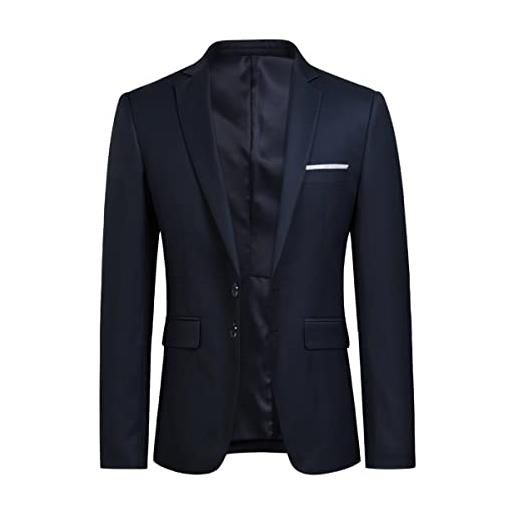YOUTHUP blazer da uomo giacca da abito con 2 bottoni formale monopetto slim fit elegante giacche da smoking grigio，xxl