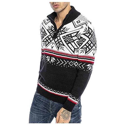Redbridge maglione da uomo stile norvegese pullover con collo alto in cotone bianco m