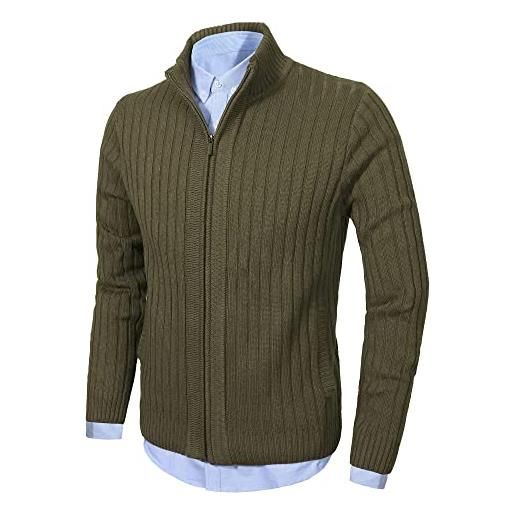 aoli ray uomo maniche lunghe cardigan inverno cerniera maglione con 2 tasche blu navy s