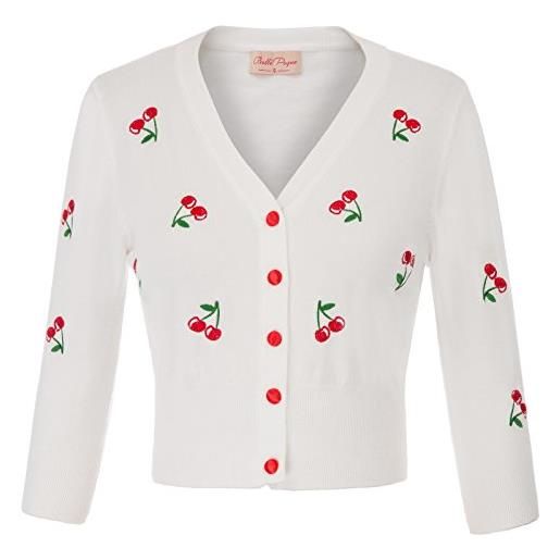 Belle Poque girls cute vintage cherries 3/4 sleeve front buttons cardigan ricamato shrug bp609-1 xl