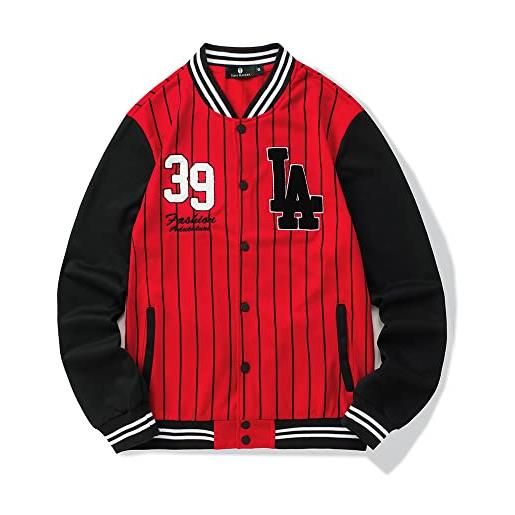 TONY BACKER giacca uomo college varsity jacket felpa baseball retrò primavera autunno (xxl, nero-09)