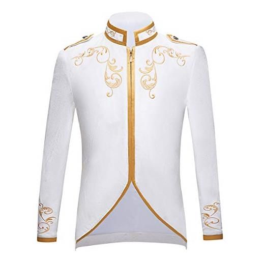 PYJTRL giacca da uomo elegante con ricamo in velluto nero e oro (verde oro, xxl)