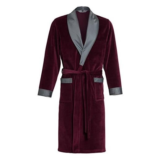 Revise elegante vestaglia per gli uomini - comodo e resistente - velluto re-102 - rosso borgogna - 3xl