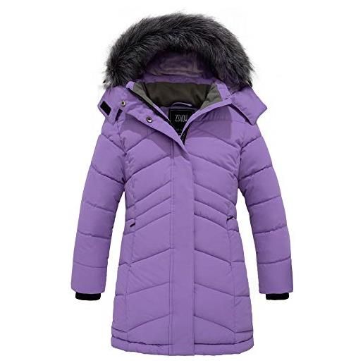 ZSHOW cappotto con cappuccio antivento giacca lunga caldo invernale giubbotto idrorepellente casual parka da viaggio spesso bambina nero 116-122