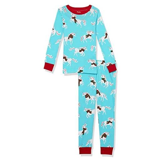 Hatley organic cotton long sleeve printed pyjama set pigiama, dreamland horses, 2 years bambina