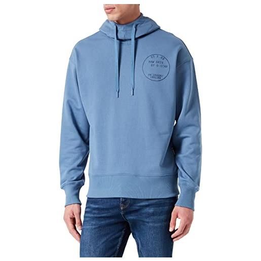 G-STAR RAW back graphic loose hooded sweater felpa con cappuccio, blu (azul d22233-a613-2182), xl uomo
