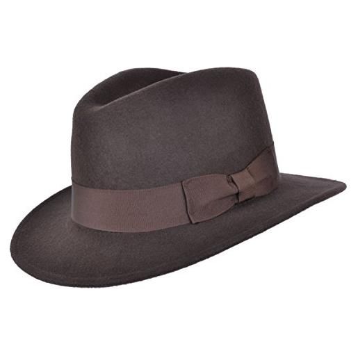 MAZ cappello fedora 100% lana da uomo o donna con fascia in grosgrain trilby panama tipo cappelli marrone 7.5