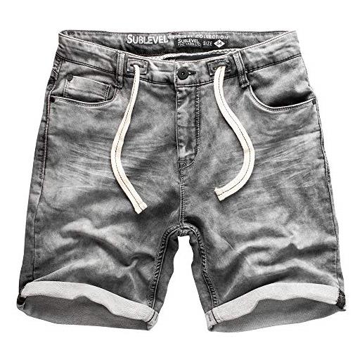 Sublevel pantaloni corti da uomo, in denim, da jogging, stile vintage, w29 - w42, darkgrey denim g37, 30w