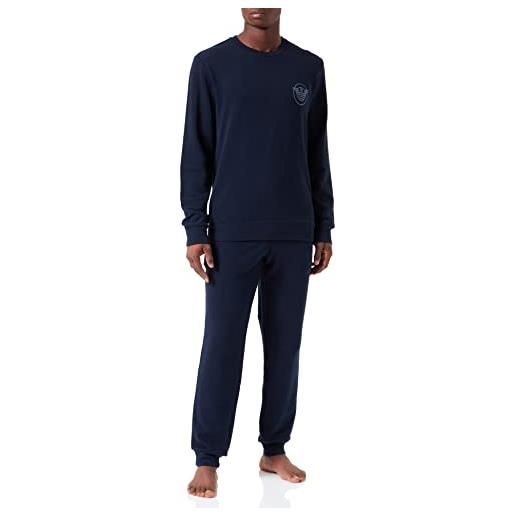 Emporio Armani sweater+trosers comfort stretch terry, felpa + pantaloni uomo, blu (marine) , xl