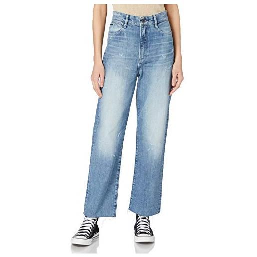 G-STAR RAW women's tedie ultra high straight ripped edge ankle jeans, blu (sun faded cyan d17177-b767-b164), 25w / 30l