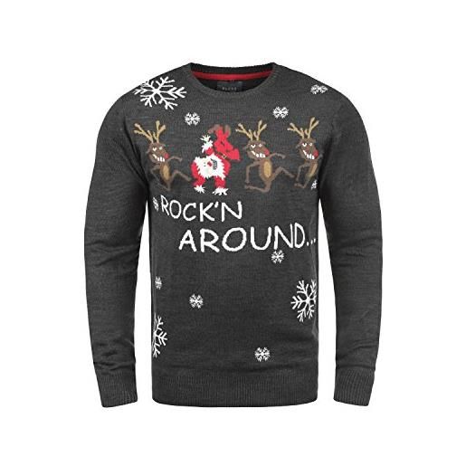 b BLEND blend rudolph maglione pullover in maglia maglieria di natale da uomo con girocollo, taglia: xxl, colore: charcoal/dance (70822)