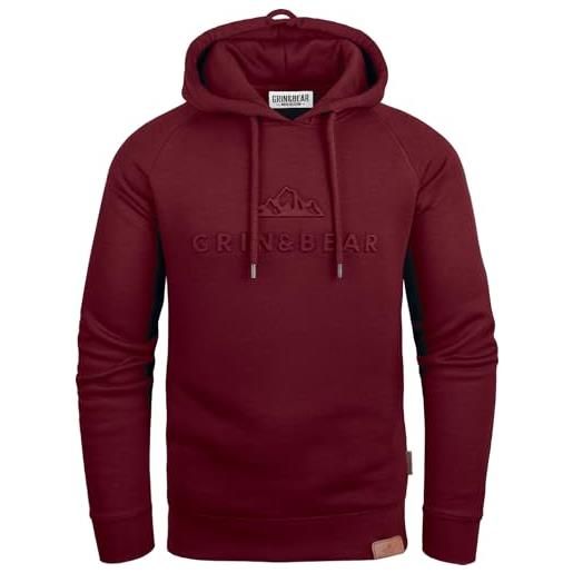 Grin&Bear felpa con cappuccio e zip da uomo gb540-burgundy-l
