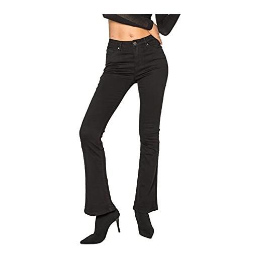Nina Carter p079 jeans da donna flared bootcut zip look usato jeans svasati, blu scuro (p079-2b), s
