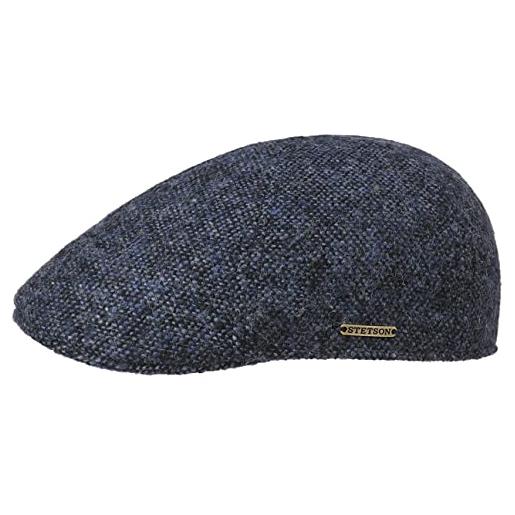 Stetson coppola texas donegal wool uomo - made in the eu cappellino lana cappello piatto con visiera, fodera autunno/inverno - s (54-55 cm) blu scuro-mélange