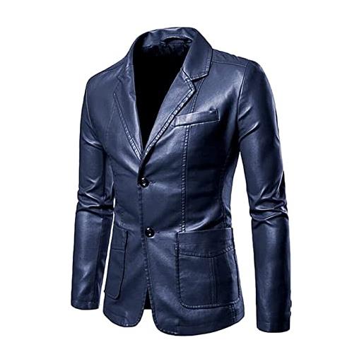 Lovelegis giacca da uomo finta pelle ecopelle giaccone bottoni vintage casual stile anni 70 80 90 autunno inverno colore rosso vinaccia taglia 4xl regalo streetwear caldo retrò moda