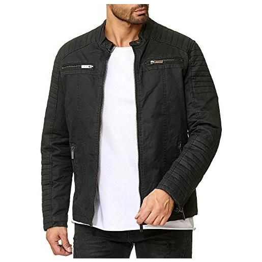 Redbridge red bridge uomo giubbotto manica lunga finta pelle biker casuale cotone moda giacca