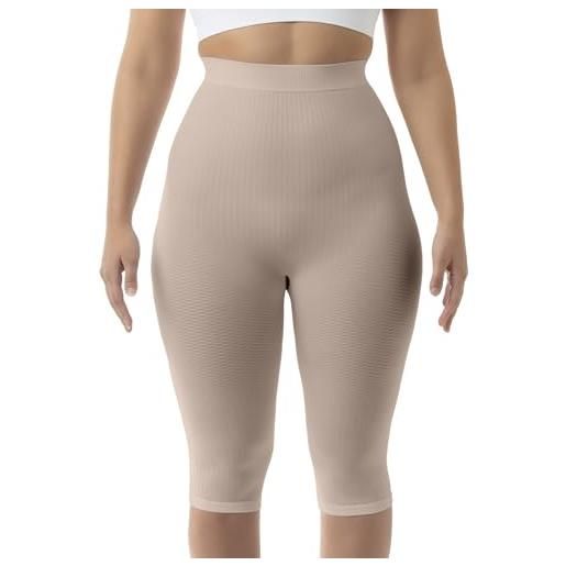 FarmaCell 123 (cipria, l/xl) leggings anticellulite donna 3/4, massaggianti a vita alta, made in italy
